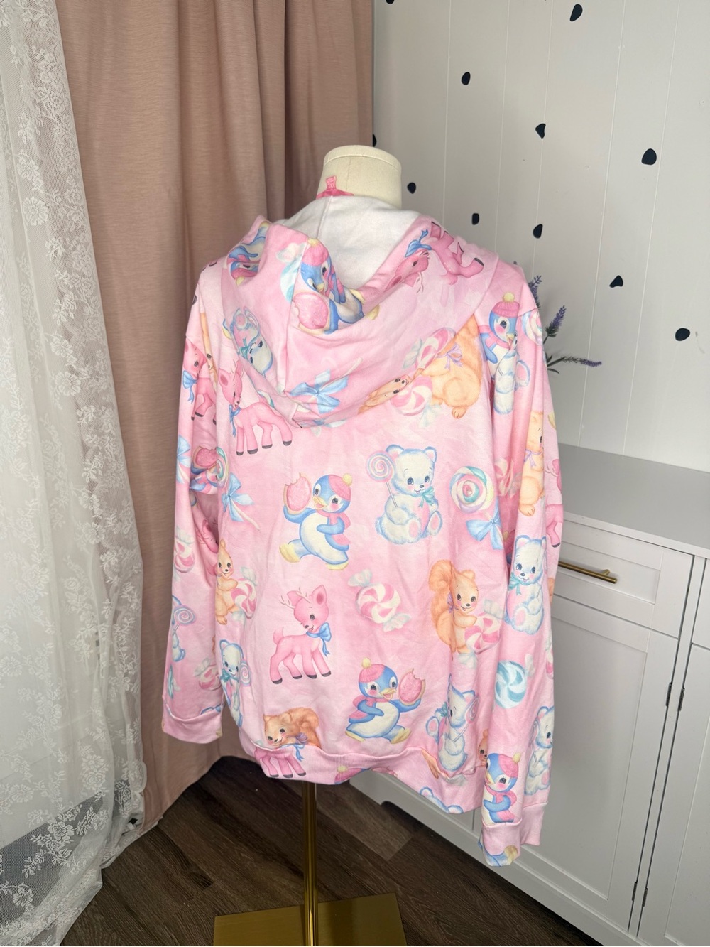 Sugar Thrillz Pink Pastel Animal Print Hooded Zip-Up Jacket BIN#16 - Picture 3 of 4